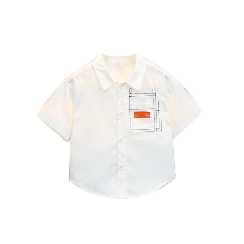 Boys Solid Spread Collar Casual Shirt