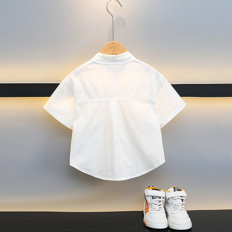 Boys Solid Spread Collar Casual Shirt