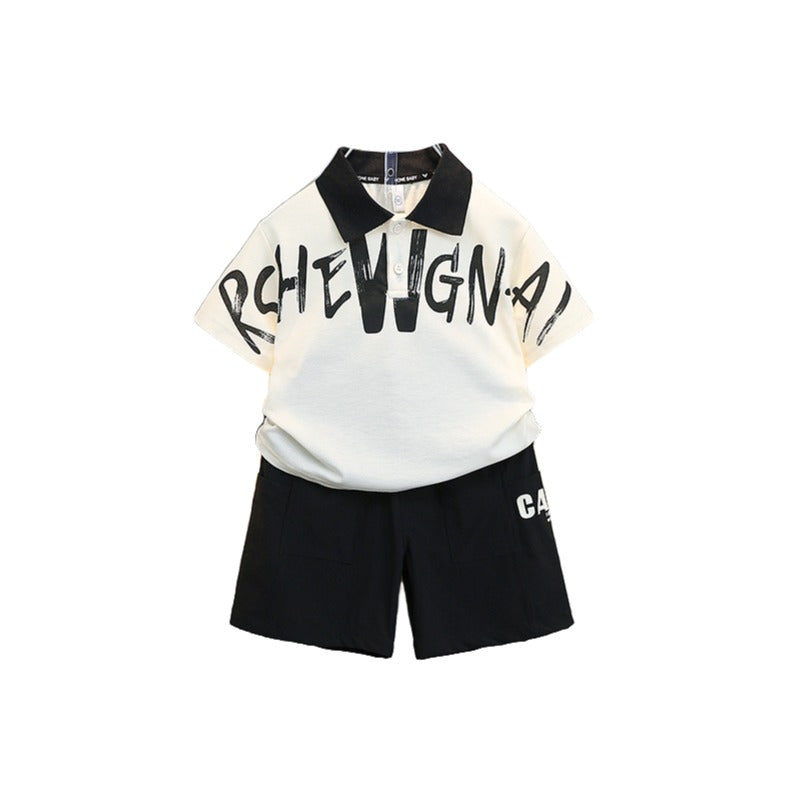 Boys Typographic Printed T-shirt & Shorts