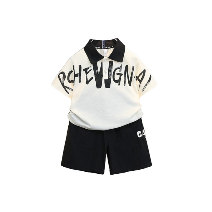 Boys Typographic Printed T-shirt & Shorts