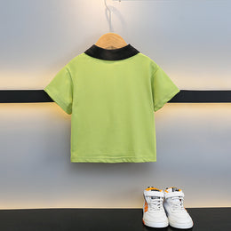 Boys Green & Black Printed T-shirt with Shorts