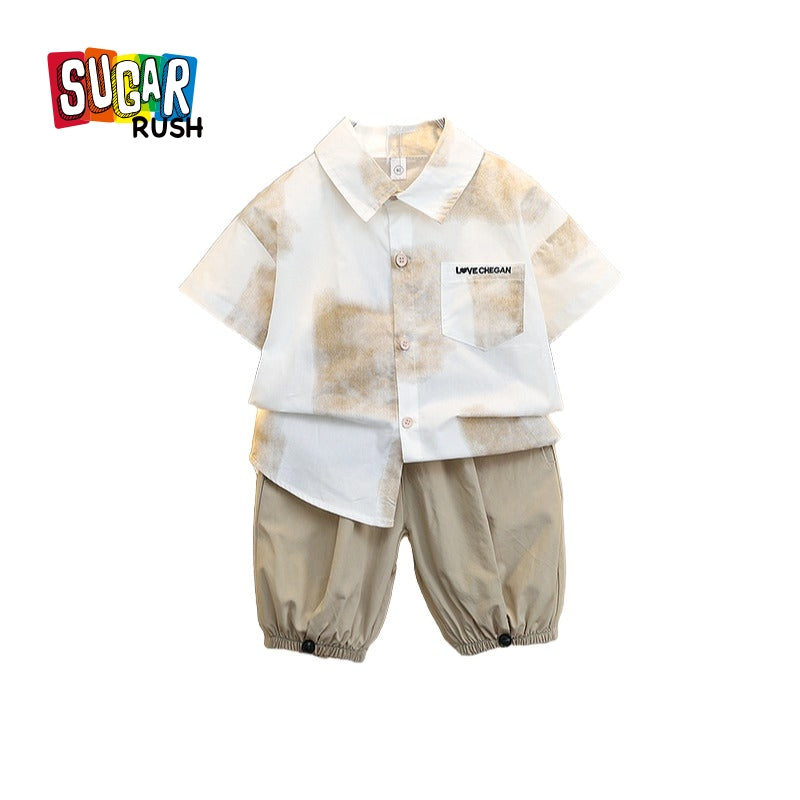 Boys Printed Pure Cotton Shirt with Shorts