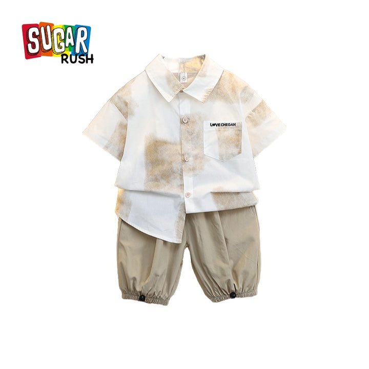 Boys Printed Pure Cotton Shirt with Shorts