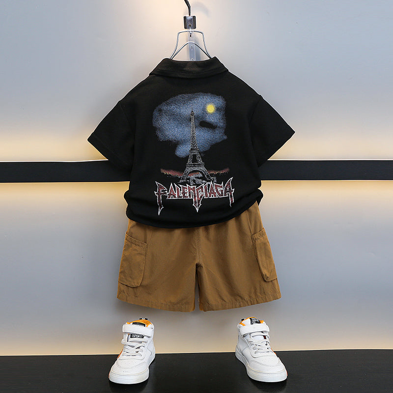 Boys Printed T-shirt with Shorts
