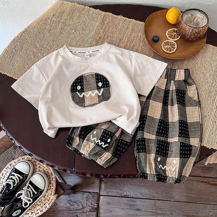 Kids Printed Round T-shirt With Shorts