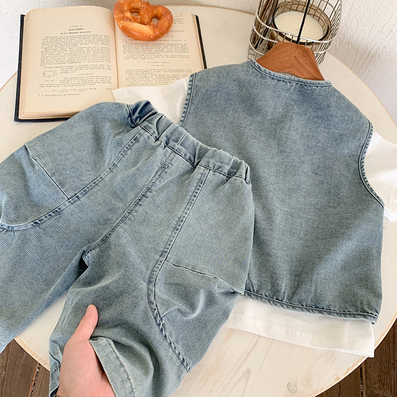Kids Sleeveless Coat With Shorts