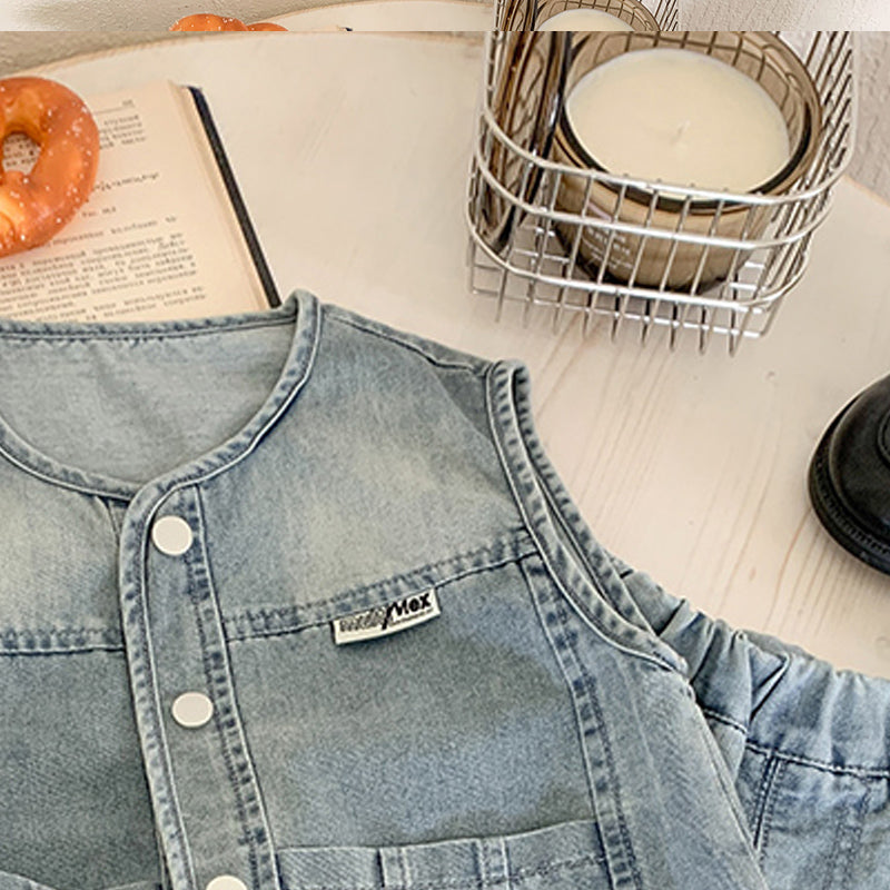 Kids Sleeveless Coat With Shorts