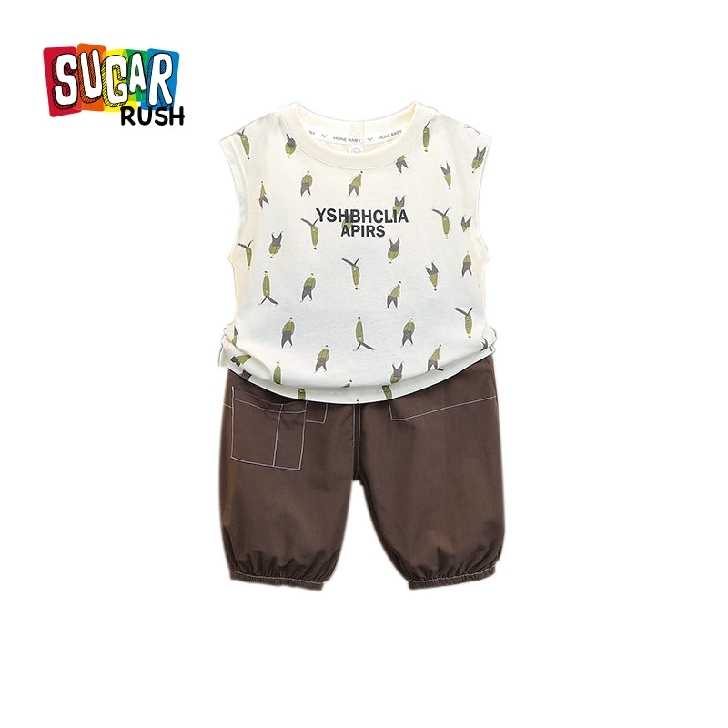 Boys Printed Pure Cotton T-shirt with Shorts