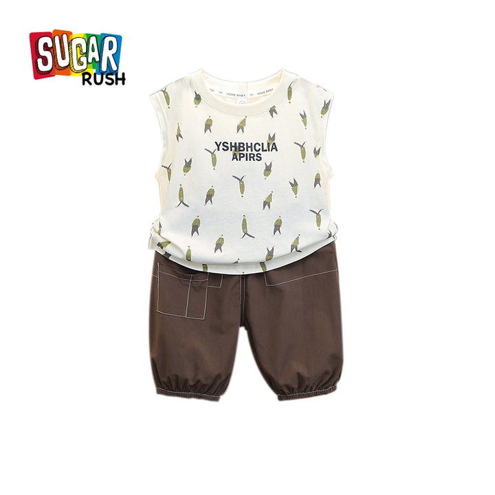 Boys Printed Pure Cotton T-shirt with Shorts