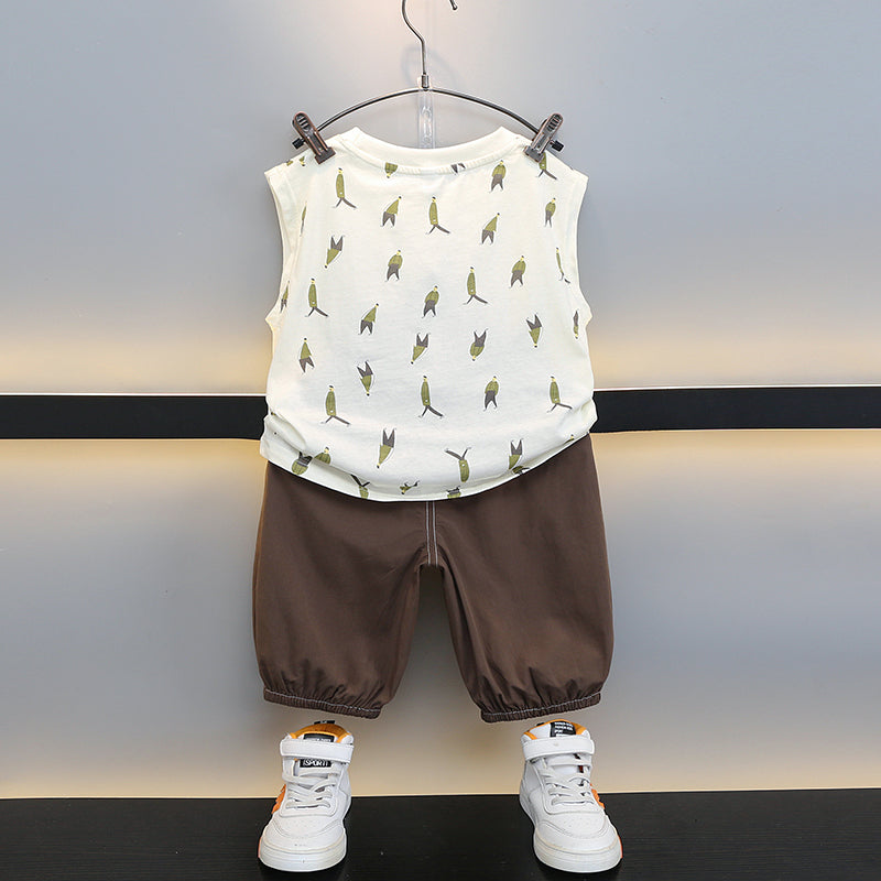Boys Printed Pure Cotton T-shirt with Shorts