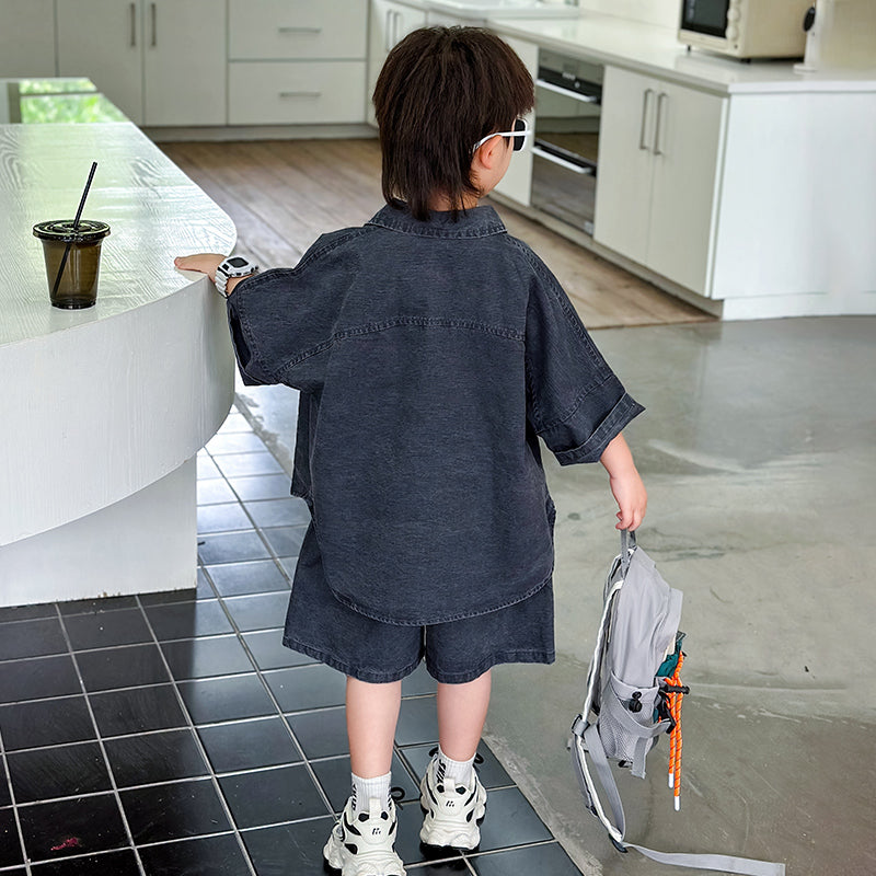 Boys Pure Cotton Shirt With Shorts