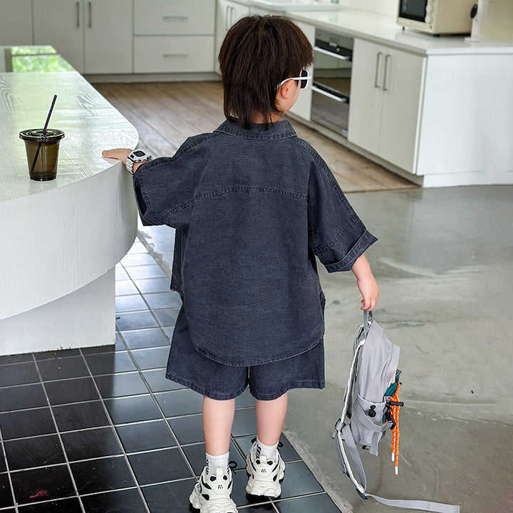 Boys Pure Cotton Shirt With Shorts