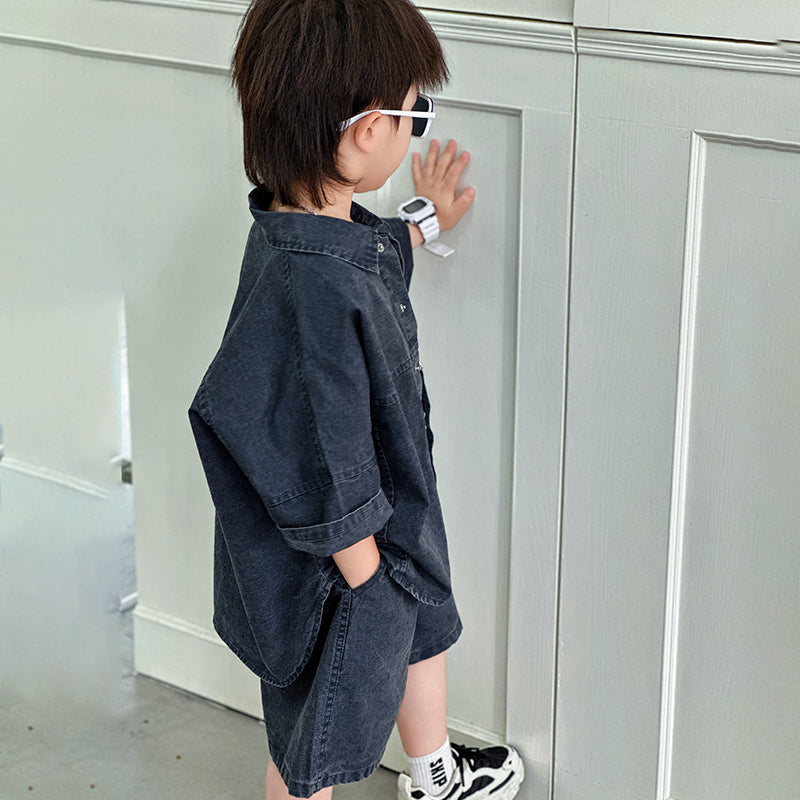 Boys Pure Cotton Shirt With Shorts