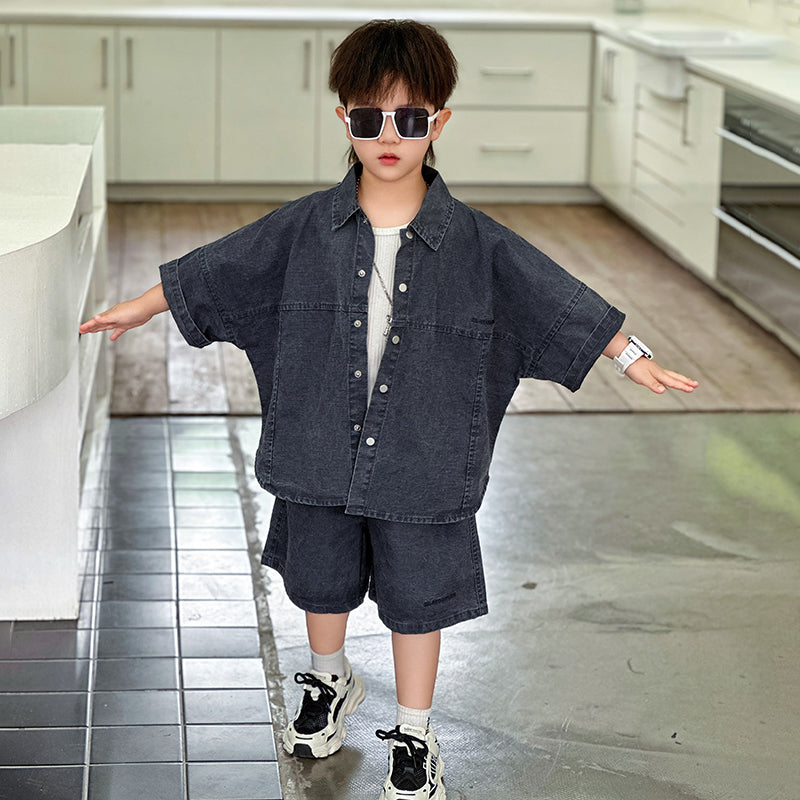 Boys Pure Cotton Shirt With Shorts