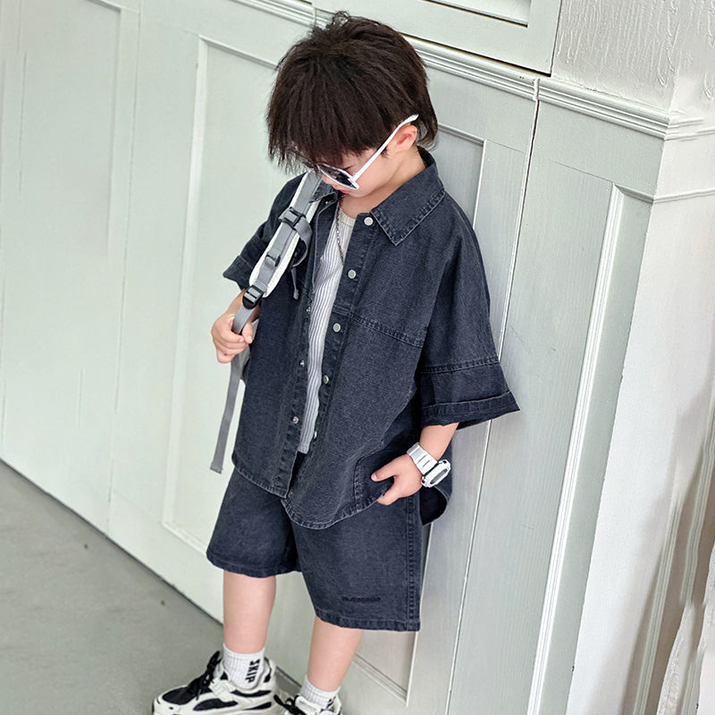 Boys Pure Cotton Shirt With Shorts