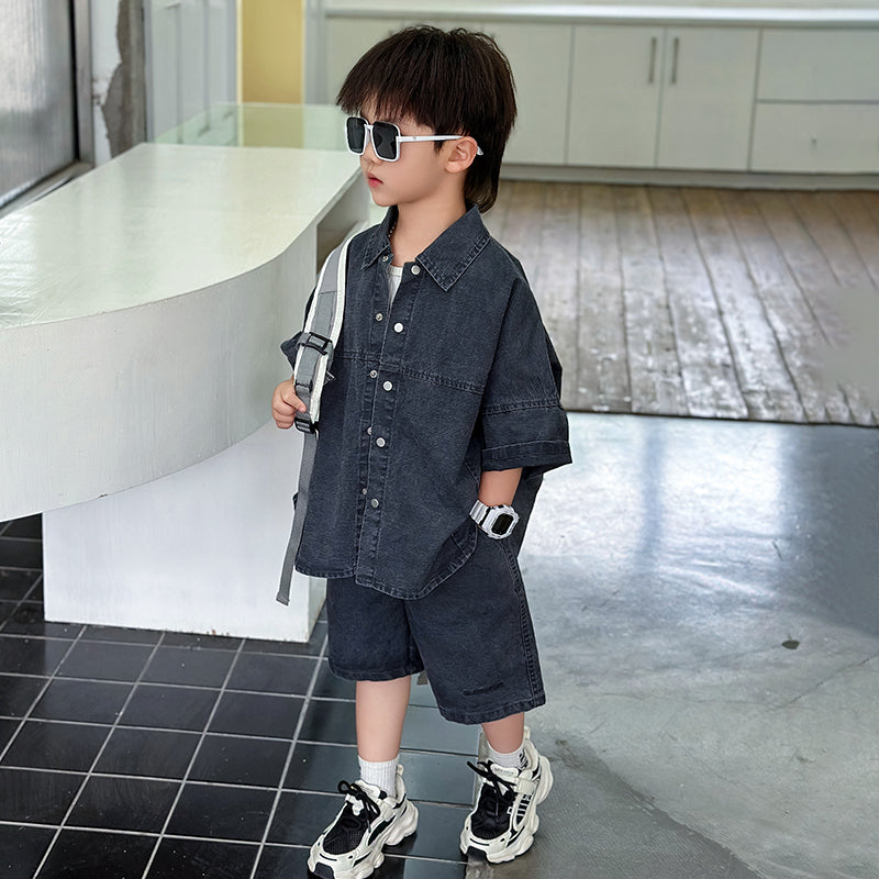 Boys Pure Cotton Shirt With Shorts