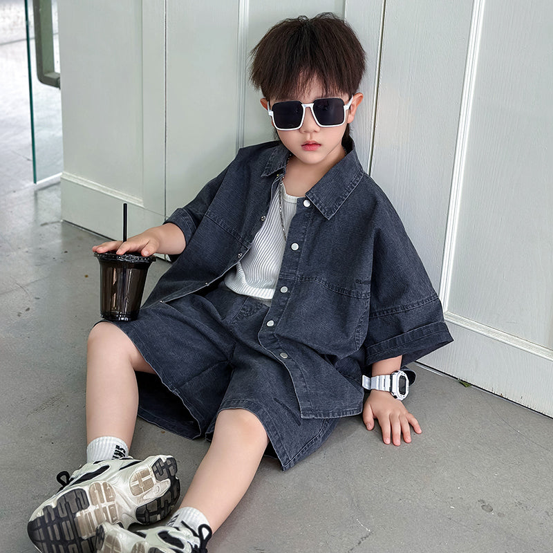 Boys Pure Cotton Shirt With Shorts