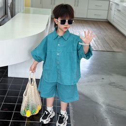 Boys Pure Cotton Shirt With Shorts