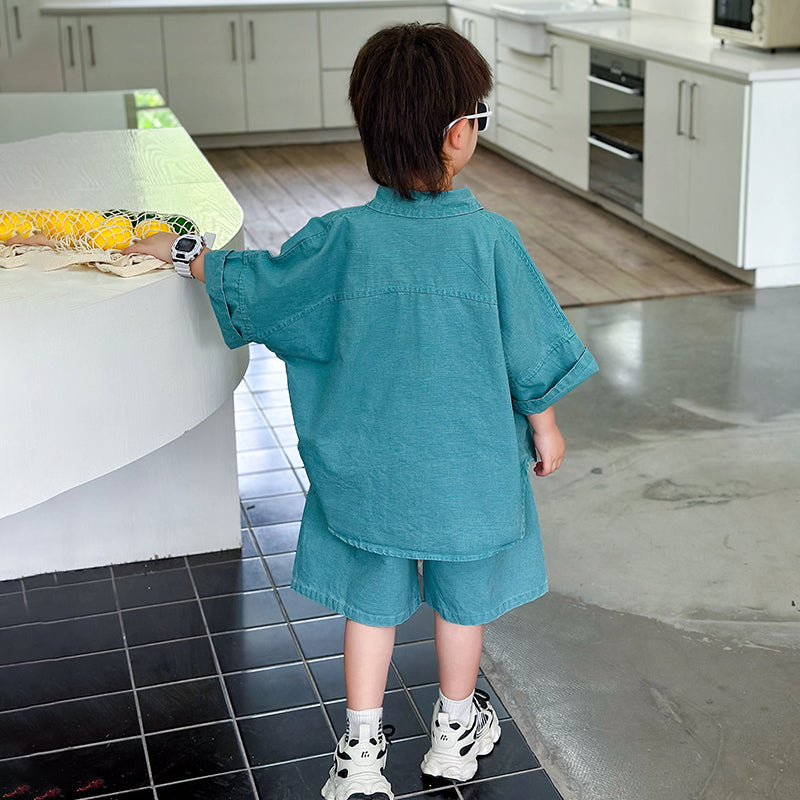 Boys Pure Cotton Shirt With Shorts