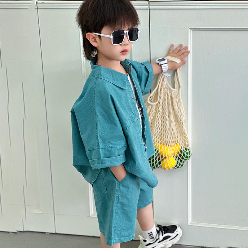 Boys Pure Cotton Shirt With Shorts
