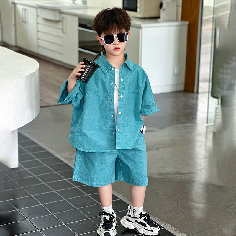 Boys Pure Cotton Shirt With Shorts