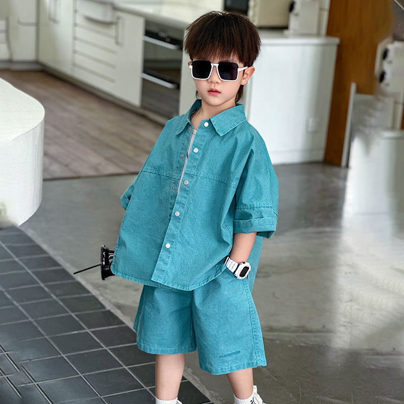 Boys Pure Cotton Shirt With Shorts