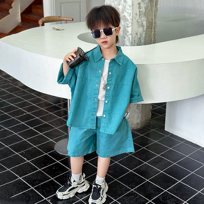 Boys Pure Cotton Shirt With Shorts