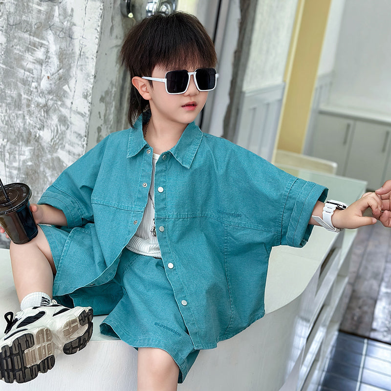 Boys Pure Cotton Shirt With Shorts