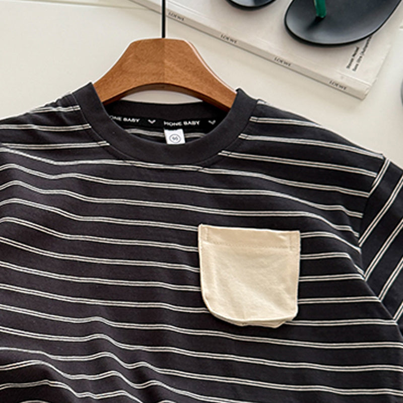 Kids Striped Pure Cotton T-shirt With Shorts