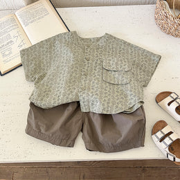 Kids Floral Printed Pure Cotton Shirt With Shorts