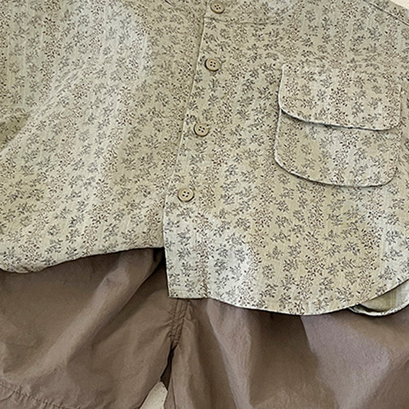 Kids Floral Printed Pure Cotton Shirt With Shorts
