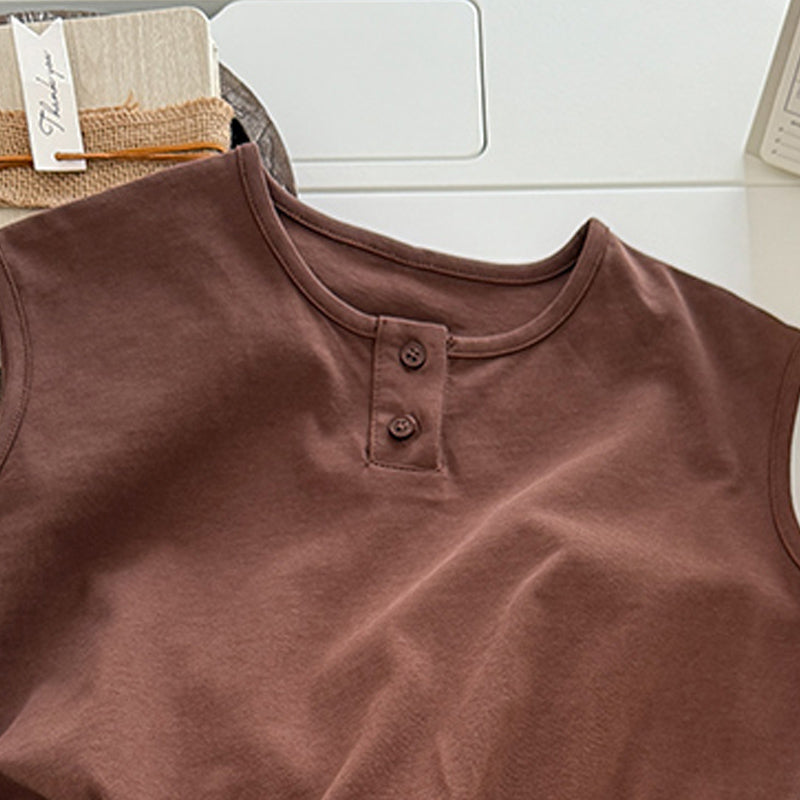 Kids Sleeveless Pure Cotton T-shirt With Shorts