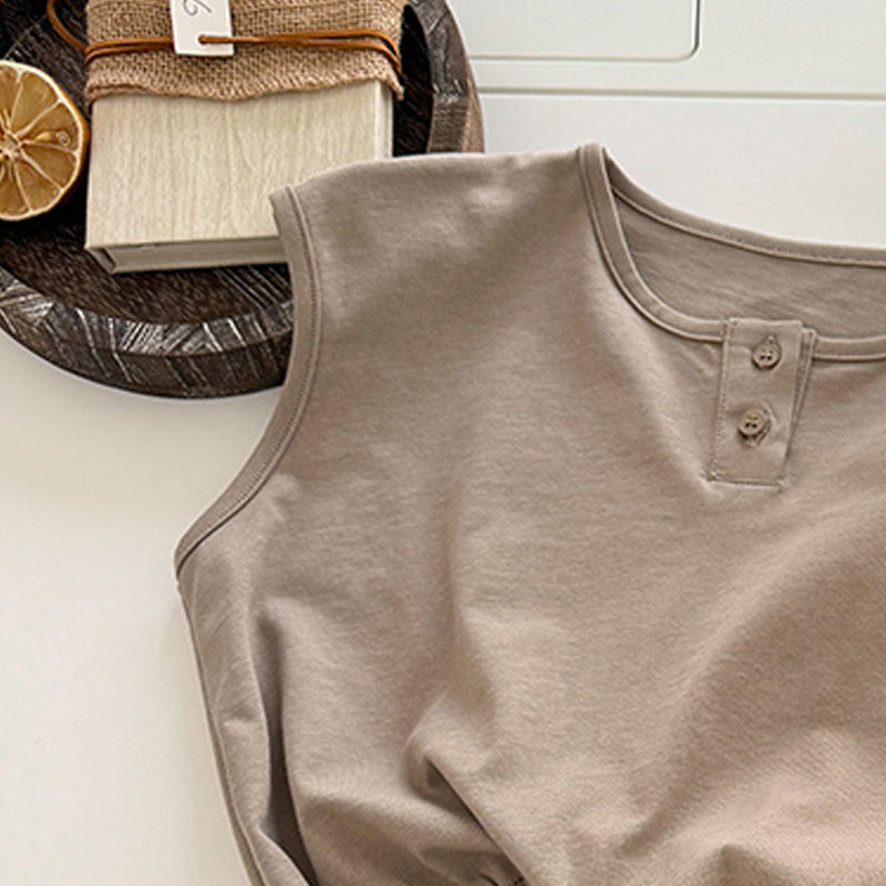 Kids Sleeveless Pure Cotton T-shirt With Shorts