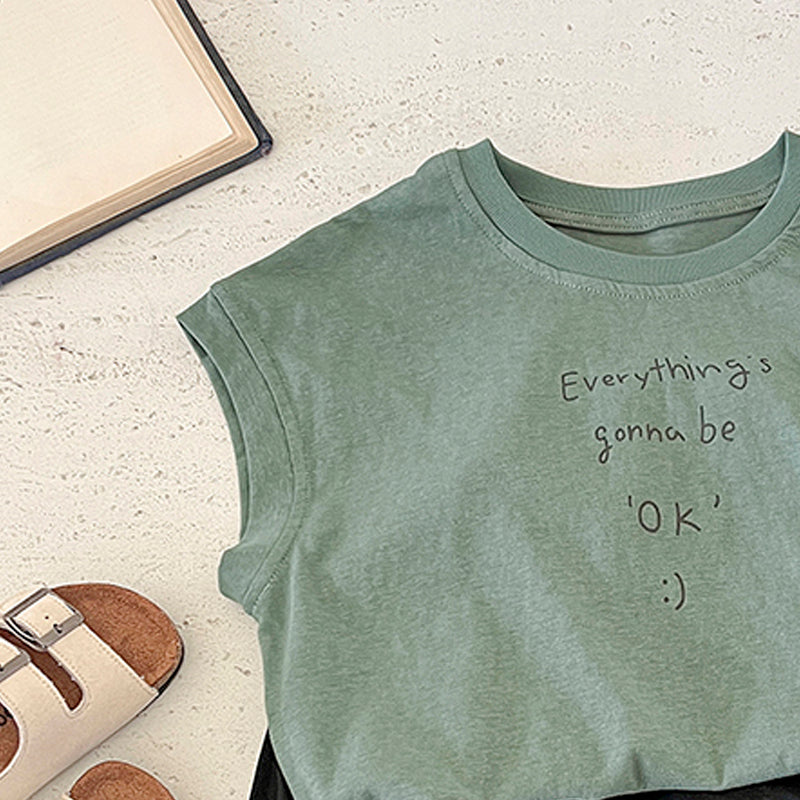 Kids Typography Printed Pure Cotton T-shirt With Shorts