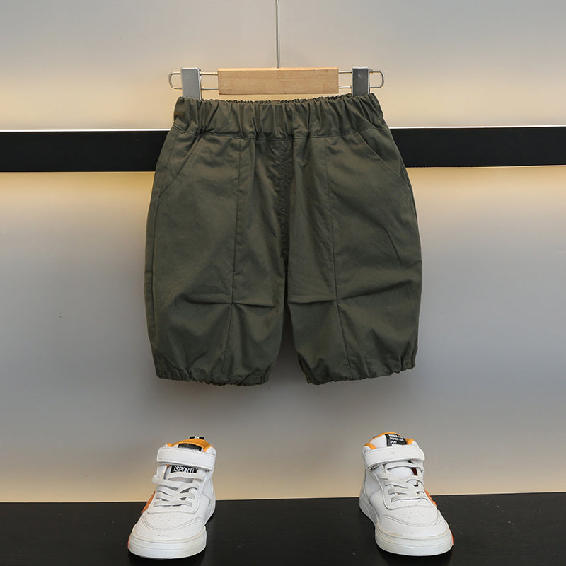 Boys Green & Off White Shirt Collar Printed Shirt with Shorts