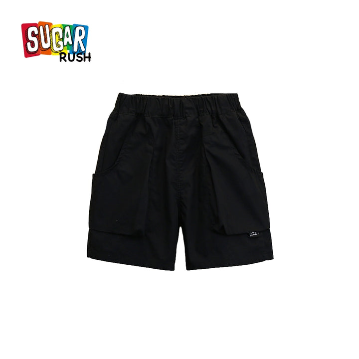 Boys Black Regular Fit Sports Shorts
