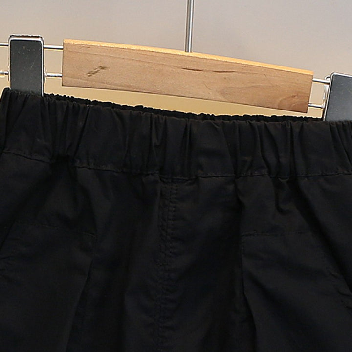Boys Black Regular Fit Sports Shorts