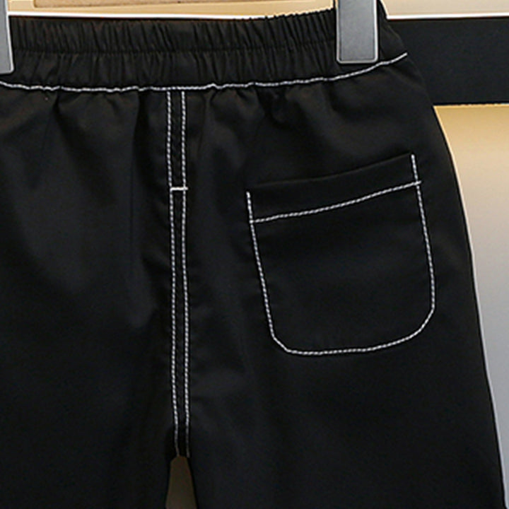 Boys Black Mid-Rise Regular Shorts