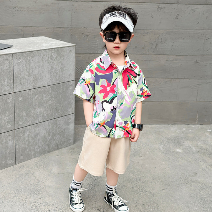 Boys Printed Shirt With Shorts