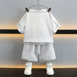 Boys Printed Short Sleeves Round Neck T-shirt with Shorts