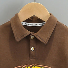 Boys Polo Collar Printed T-shirt with Shorts