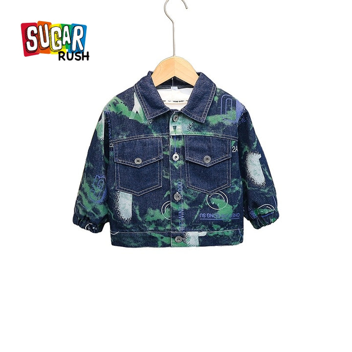 Boys Abstract Printed Cotton Bomber Jacket