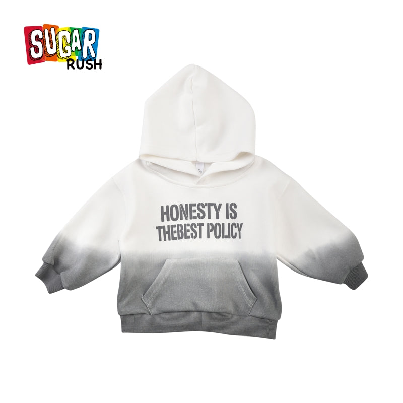 Boys Alphanumeric Colourblocked Cotton Hooded Pullover Sweatshirt