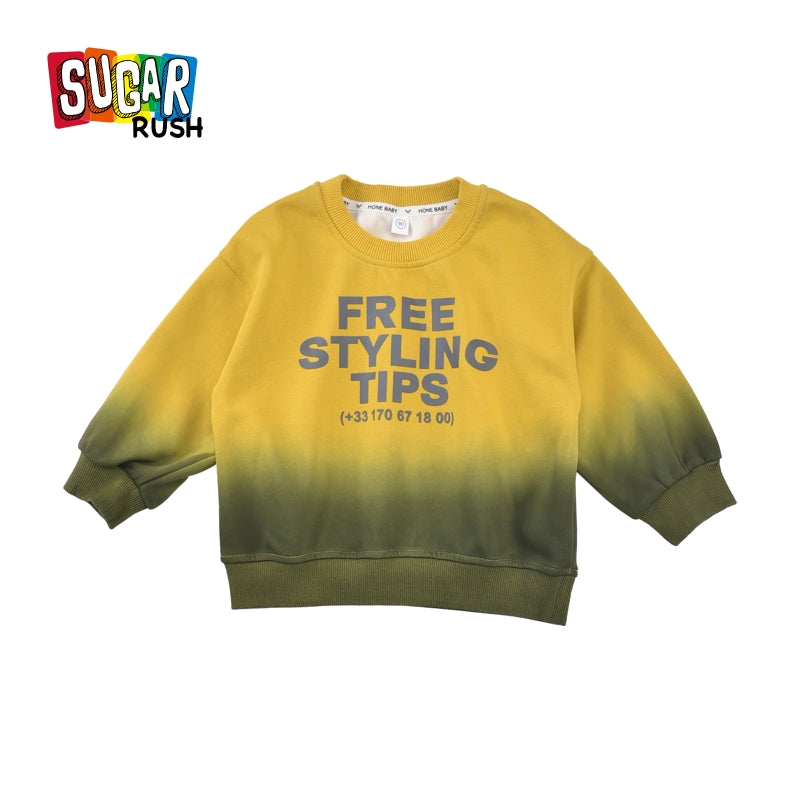 Boys Alphanumeric Colourblocked Cotton Straight Pullover Sweatshirt