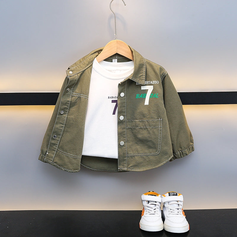 Boys Spread Collar Printed Casual Shirt