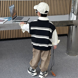 Boys Spread Collar Curved Casual Shirt