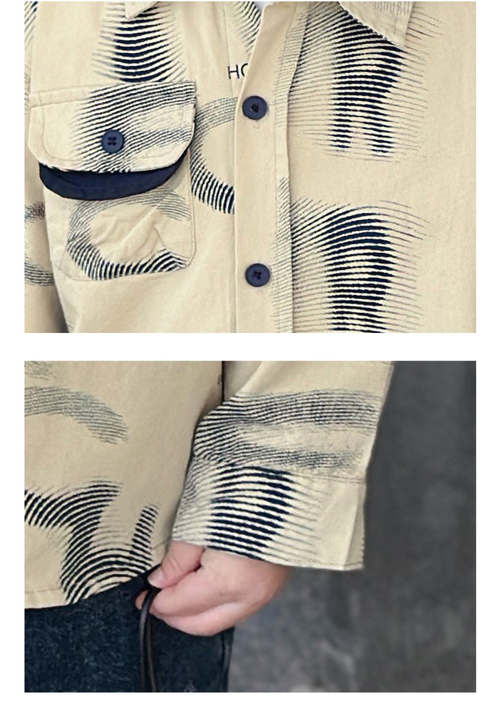 Boys Graphic Printed Cotton Spread Collar Curved Casual Shirt