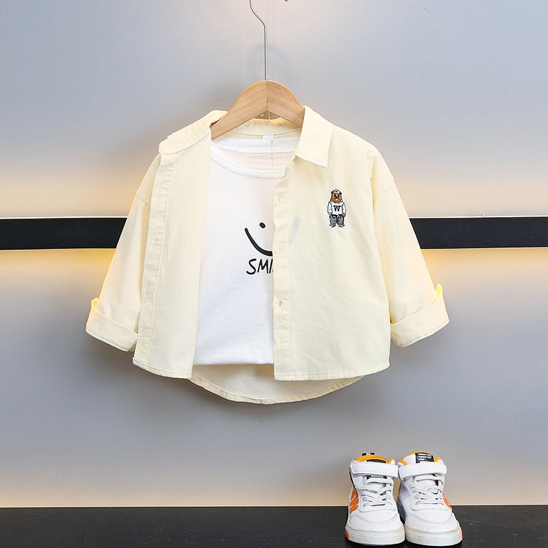 Boys Spread Collar Casual Shirt