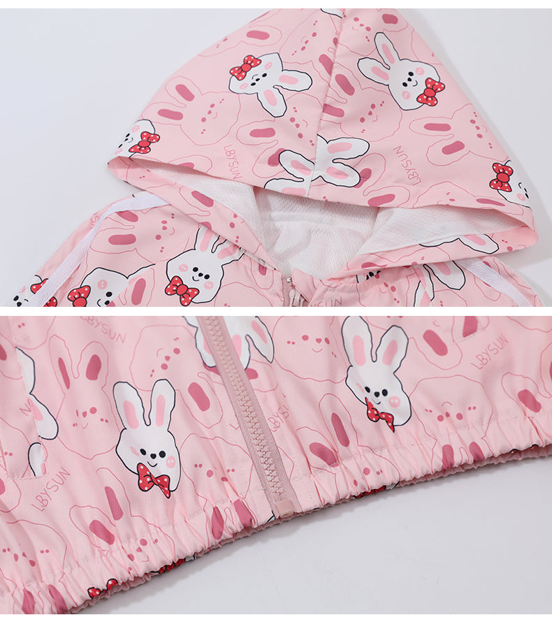 Girls Pink Graphic Printed Hooded Coat with Pyjamas