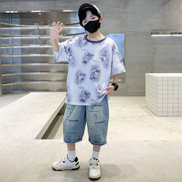 Boys Printed T-shirt with Shorts